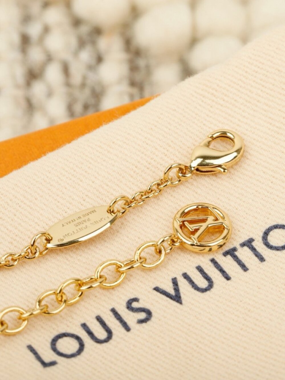 Louis Vuitton Gold-Tone White Enamel Monogram Medallion Necklace